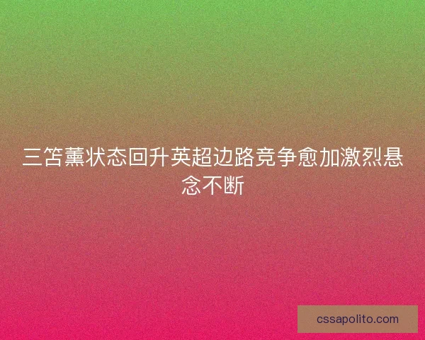 三笘薰状态回升英超边路竞争愈加激烈悬念不断